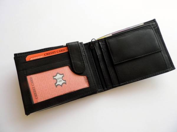Geldbörse, Portemonnaie, Unisex, schwarz, Leder